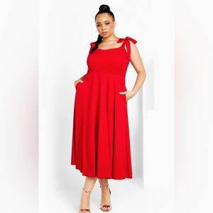 City Chic Red Midi Dress